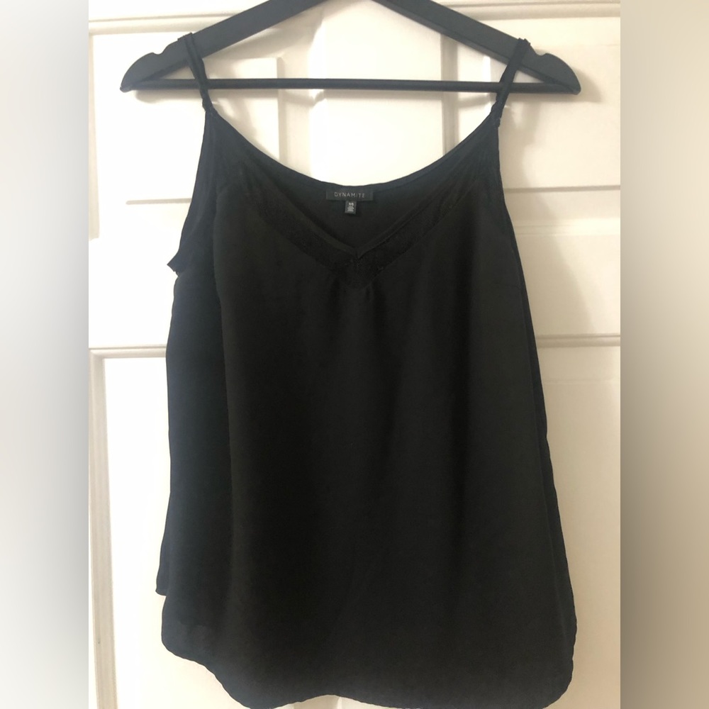 Dynamite Lace Panel Tank Top Black
